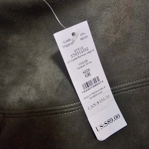 White House Black Market Olive Green Runway Leggings Size 6 NWT - Picture 4 of 4